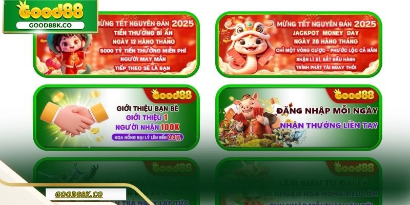 Các nhóm Khuyến mãi Good88 được phân chia rõ ràng và dễ lựa chọn
